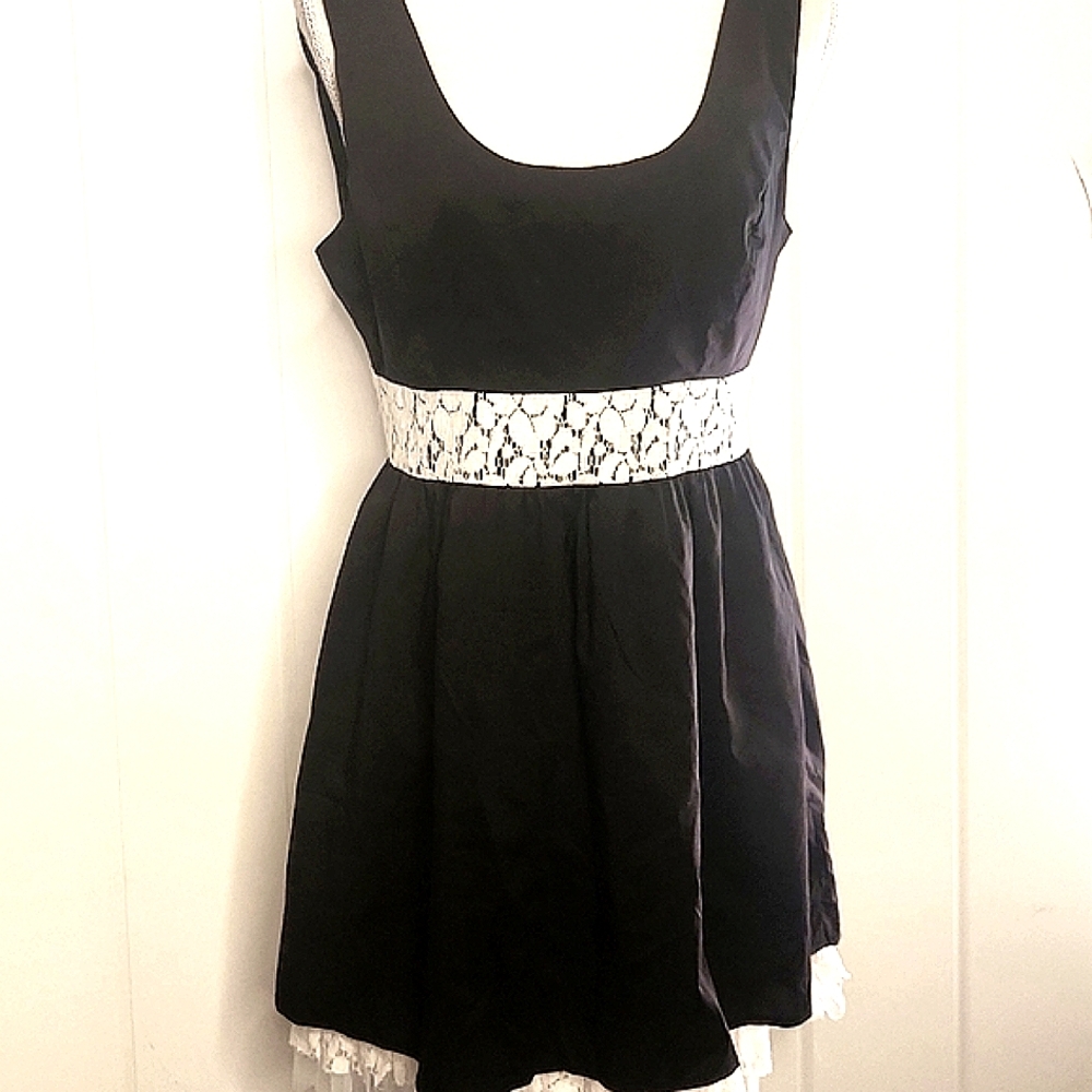 Y2K black lace Crochet Ren Faire satin fairy whimsy Fantasy  babydoll dress